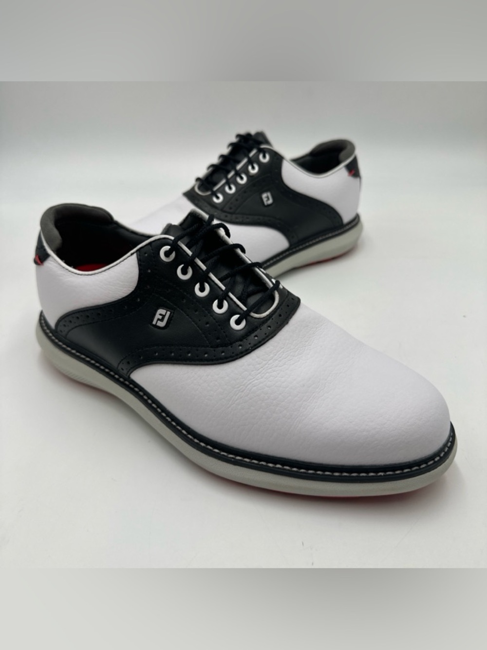 FootJoy Traditions Golf Shoes White Black Saddle Mens 10 W 57924 Excellent